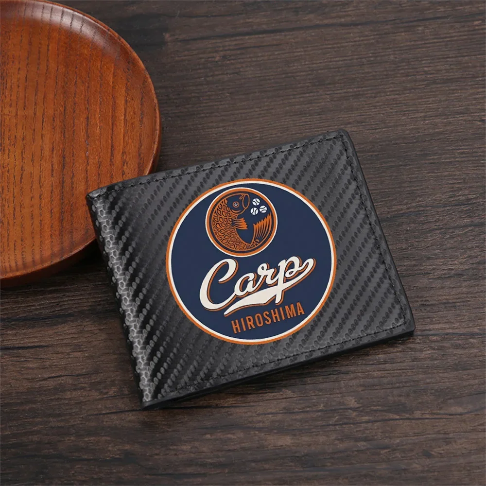 Fish baseball logo script text Men's Wallets Simple Business Modern Stylish Printing Design Gifts For Father Boyfriend Christmas