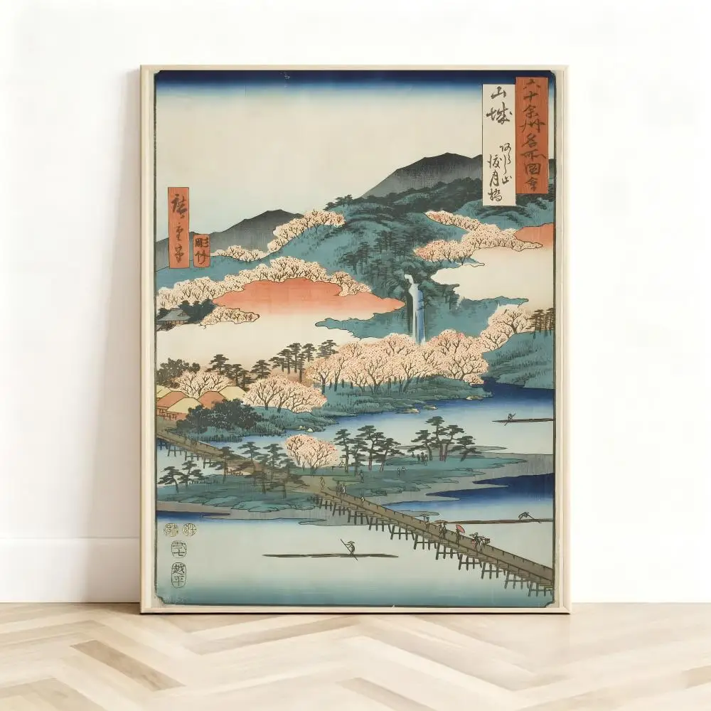 Traditional Art J-Japanese Ukiyo-E Art Print Poster Classic Self-Adhesive PP Wall Sticker for Living Room Bar Decor Gift