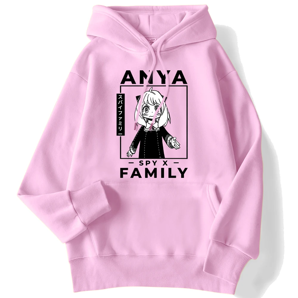 Autumn Winter Female Hoodie Anya Forger Manga-Spy X Family Art Printing Top Pocket Drop Sleeves Strecth Cartoon Woman Clothing