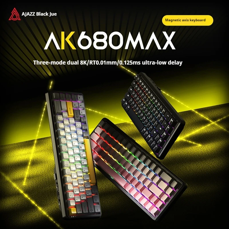 

Ajazz Ak680max 3 Mode Wireless Mechanical Keyboard Bluetooth Rgb 8k Return Rate Low Delay Side Engraved E-Sports Gaming Keyboard