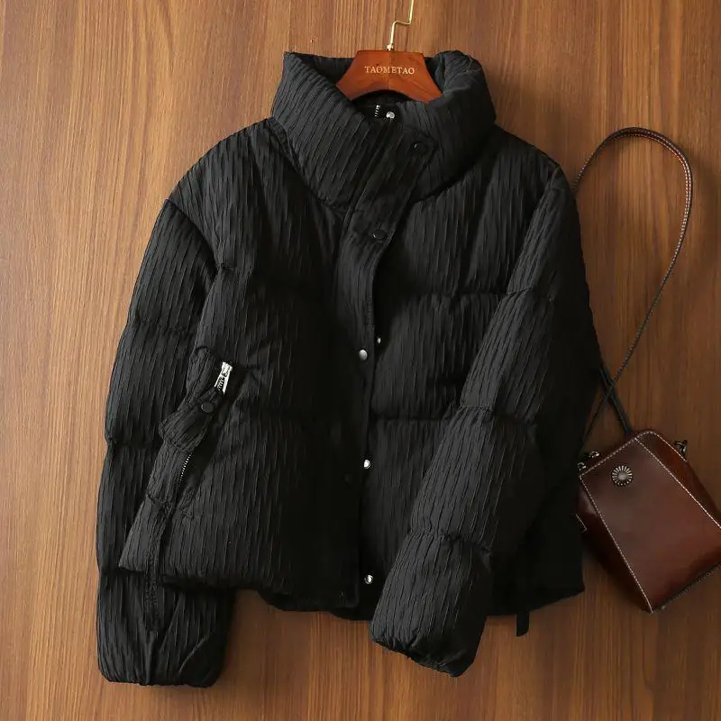 

Women's ort Puffer Jaet Du down Loose Fit Stand Collar Winter New Sle Folded Texture Warm Coat Commute Sle White Du...