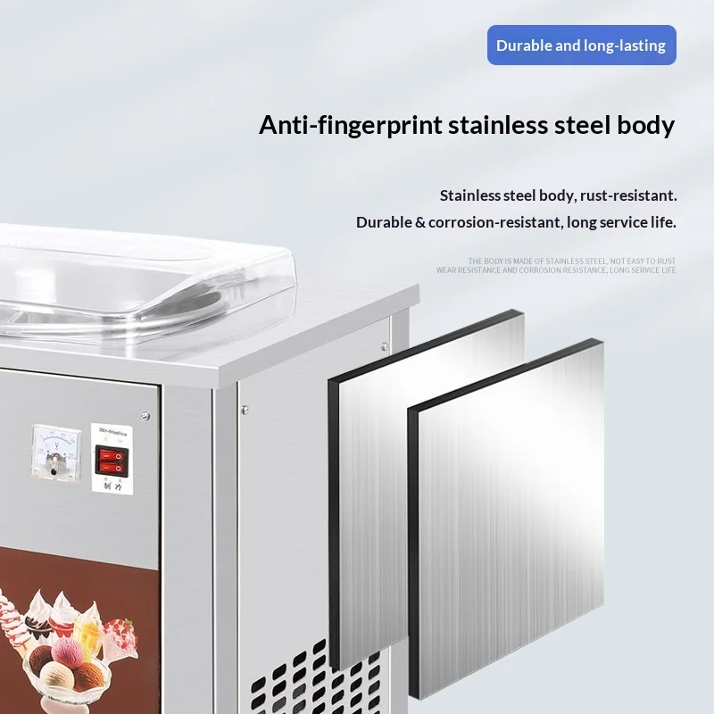 Commercial Fully Automatic Ice Stir-Fry Machine with Ice Cream Scoop Single-Pot Design 600x470x810mm Food Processing