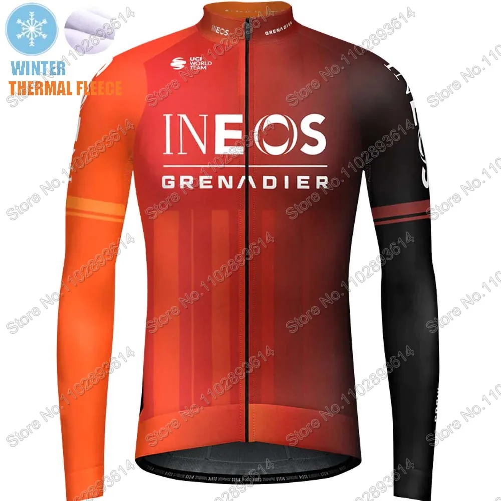 2024 Winter INEOS Grenadier Team Cycling Jersey Set Thermal Fleece Clothing Long Sleeve Road Pants Bib Bike Suit MTB Maillot