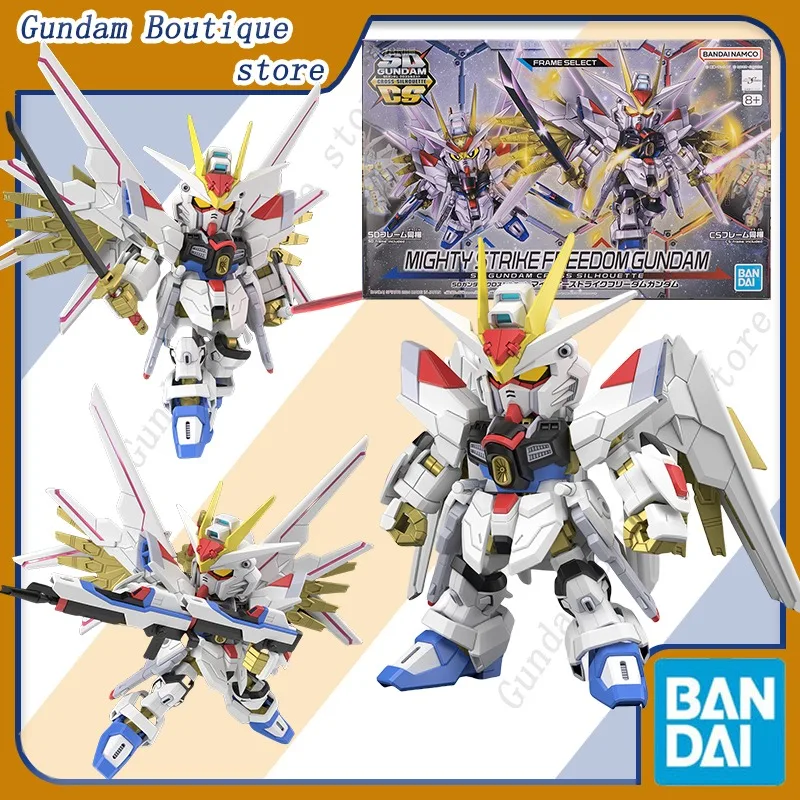 Bandai Genuine MIGHTY STRIKE FREEDOM GUNDAM SD Anime Action Figure Robot Periphery Collectible Assembly Model Toy Gift Children