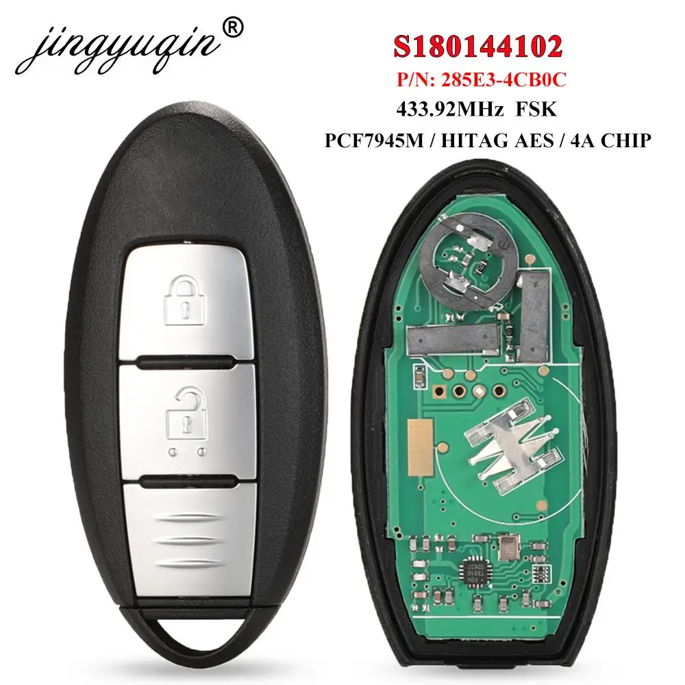 jingyuqin S180144102 2BTN 433.92MHz 4A pcf7953M Car Remote Key for NISSAN X-Trail Qashqai Pulsar 2014-2017 Smart Keyless Entry