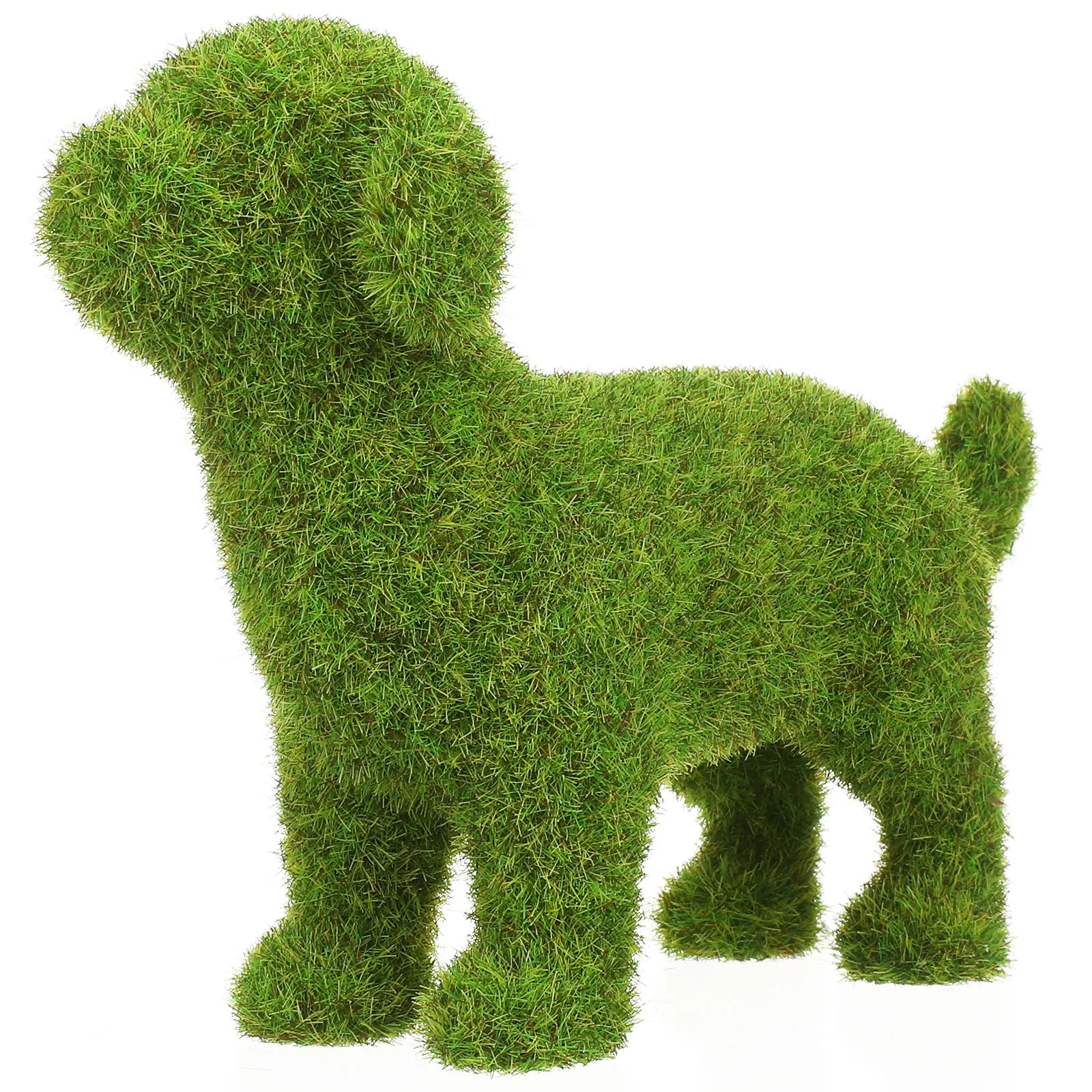 

1pc Simulated Puppy Ornaments Green Flocked Dog Statues for Outdoor Garden Decor European Style Realistic Animal