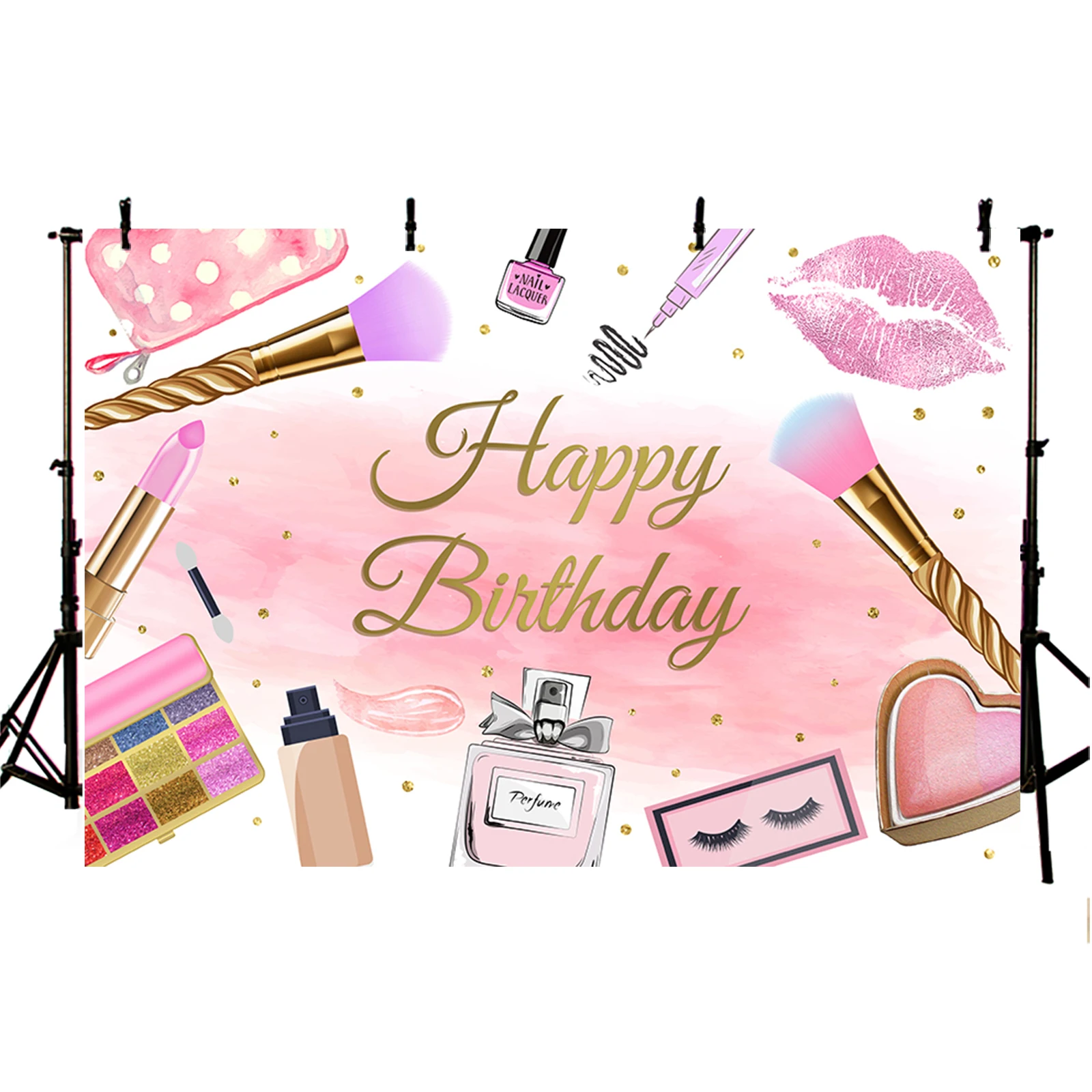 AIBIIN Girl Birthday Party Backdrop Cosmetic Make Up Pink Beauty Spa Photography Background Decor Women Portrait Photo Studio