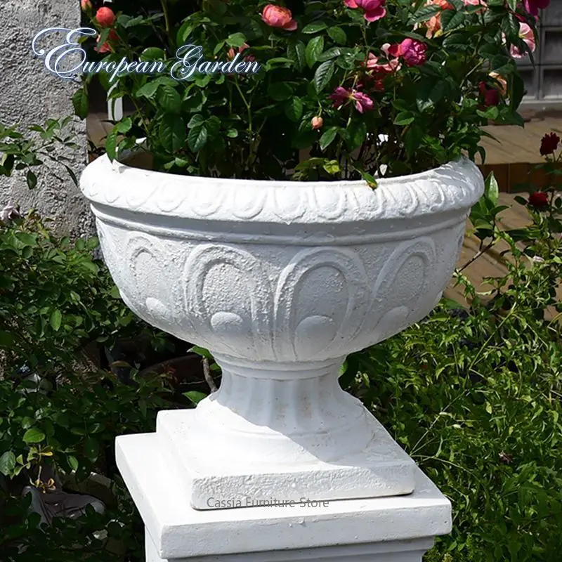 Roman Column Display Pedestal for Garden Wedding, Ornate Plant Stand for Villa Courtyard, Flower Pot Holder for Entryway Patio