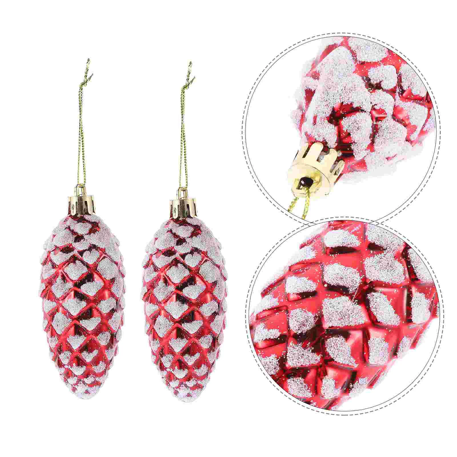 10 ชิ้นตกแต่งคริสต์มาสในร่มพลาสติกทาสี Pine Cone Balls Tree Xmas จี้แขวนเครื่องประดับ Decors เครื่องประดับ Golden