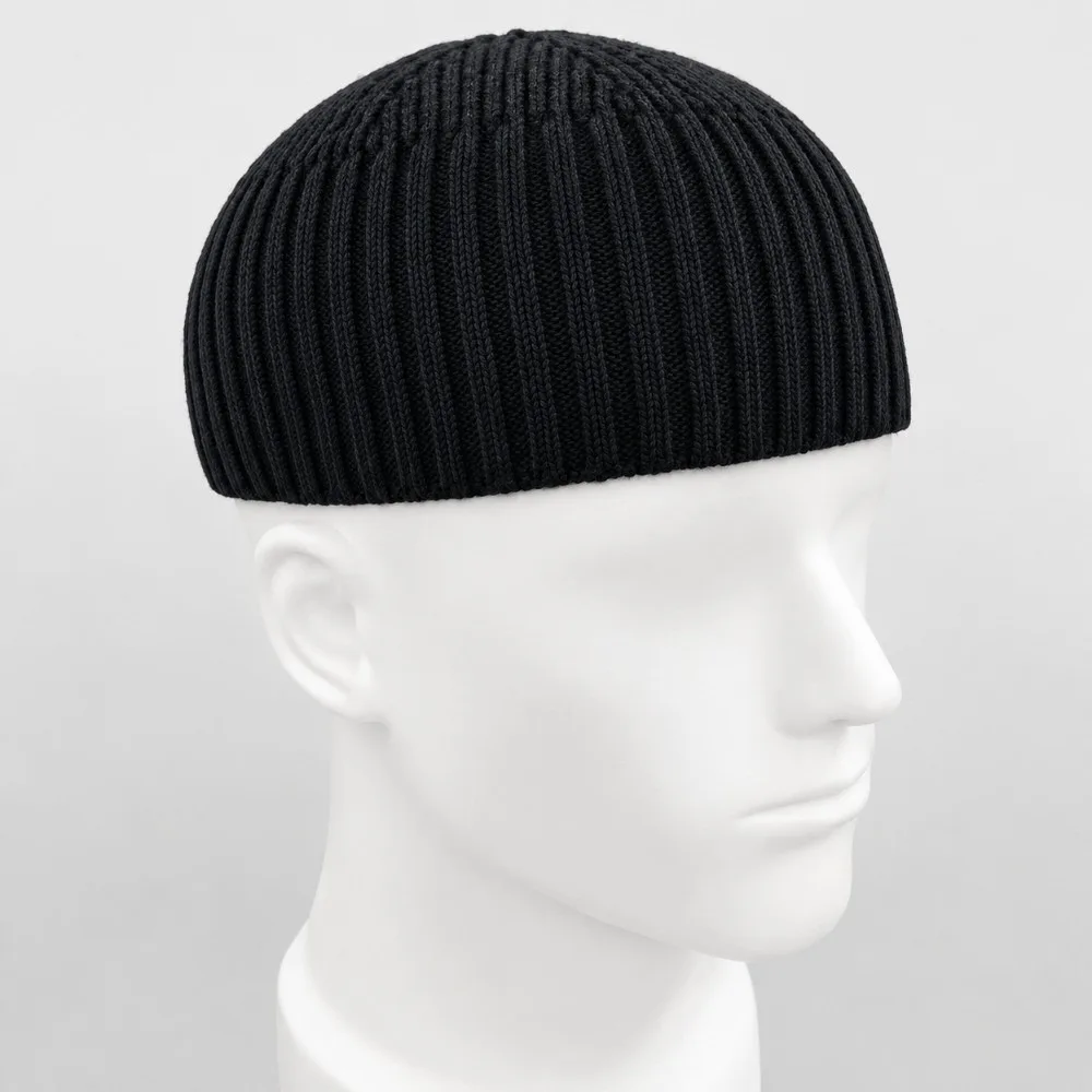 Gift Soft Striped Knitted Beanie Thermal Solid Color Short Crochet Landlord Cap Lightweight Windproof Warm Men Cap Fall Winter