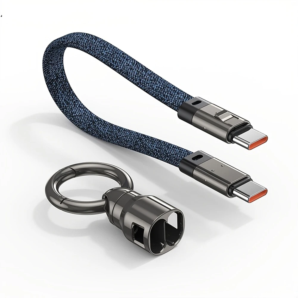 HANNUO Short 0.22m USB C to Type C Cable Portable Keychain 240W Fast Charging Cable for iPhone 17 16 Samsung Galaxy Power Bank