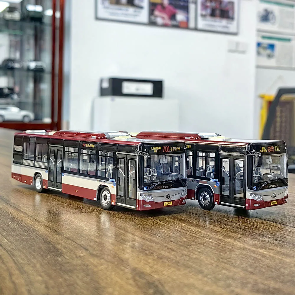 1:64 Beijing Bus Model Alloy Red Eagle 649 Road 701 Beiqi Foton Ouhui BJ6123C7BCD Bus Model Toy