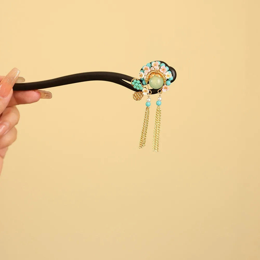 

Новая заколка для волос в китайском стиле с кисточкой, красная жемчужная заколка для ханьфу, антикварная заколка с цветочным узором, аксессуар для волос в стиле Пекинской оперы, палочка для волос