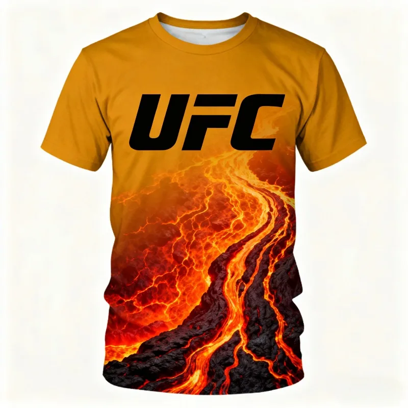

MOTO-UFC 3D Printed Men's Fighting Fans Summer New Round Neck T-shirt Women's Outdoor Sports Short Sleeved Children's Combat Top