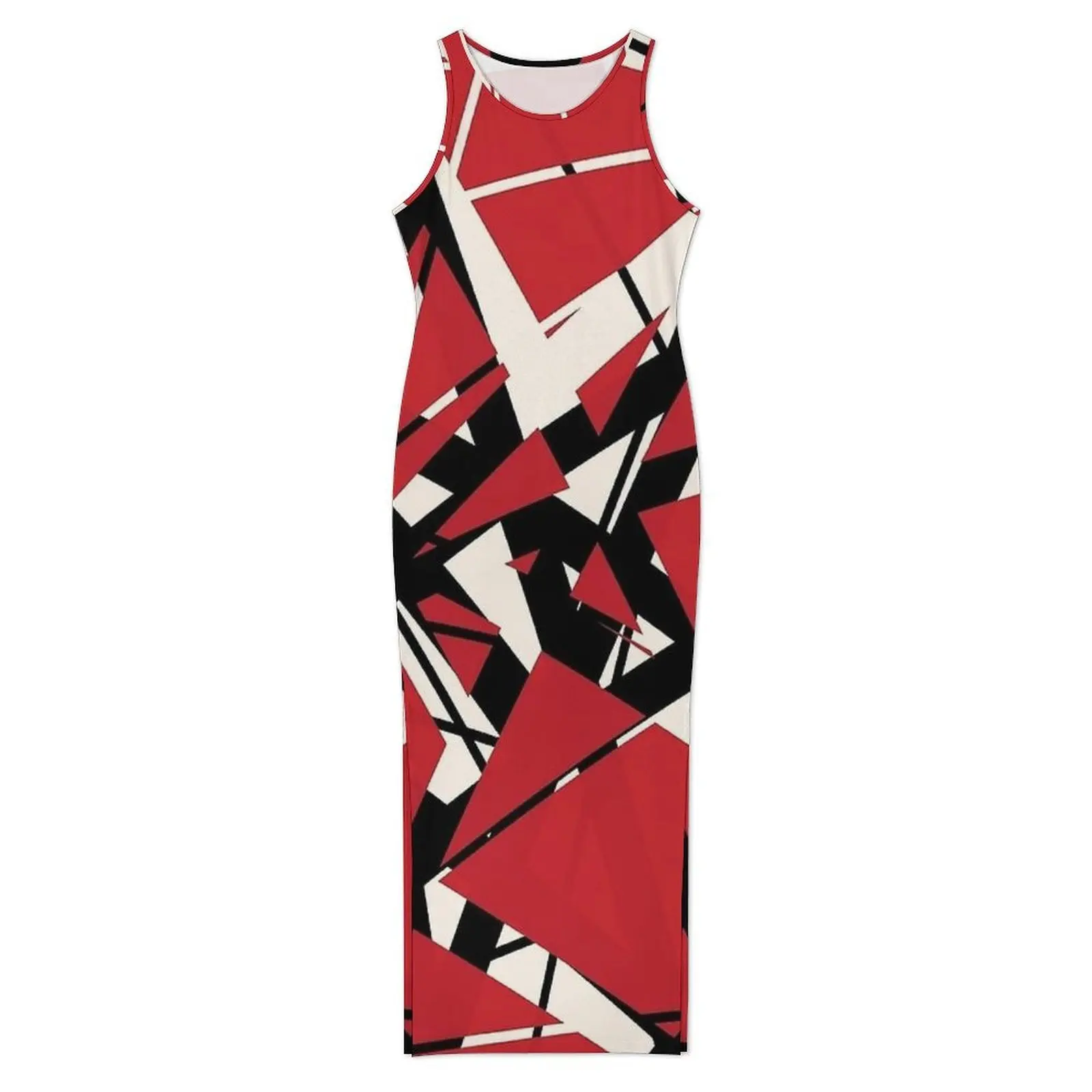 EVH Van Halen Stripes Design Red Bodycon Dress Holiday Cute Maxi Dresses Woman Sleeveless Printed Street Style Dress Big Size