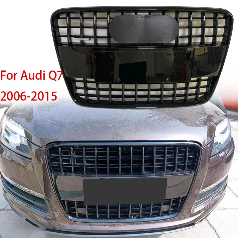 Racing Grills Für Audi Q7 2006-2015 Galvani Grid Front Grill Helle Schwarz Haube Grille Auto Frontschürze Auto zubehör