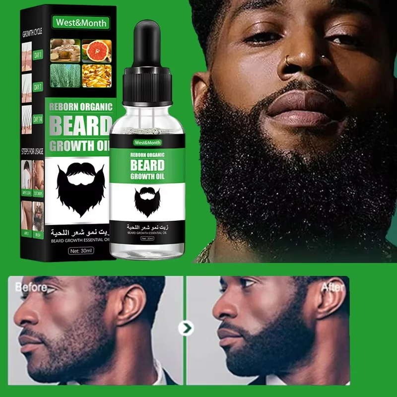 Fast Natural Mature Men Beard Growth Essence Oil Promote Hair Growth Thicken Lengthen Plump Beard Nourish Smooth Beard Care view 3