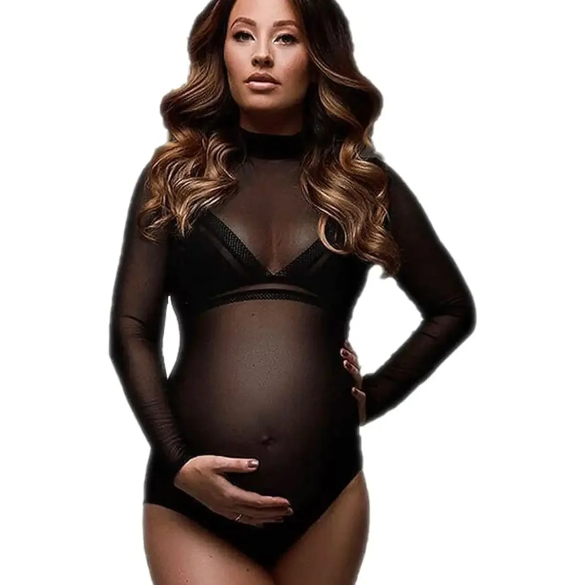 Maternity Photography Dress Inside Bodysuit Pregnancy Woman Stretch Lace Top for Pregnant Photoshoot Props Jumpsuits