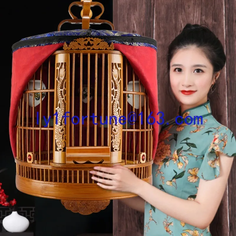 

Bird cage Bamboo thrush starling parrot special large household full set of old bamboo handmade boutique bird cage