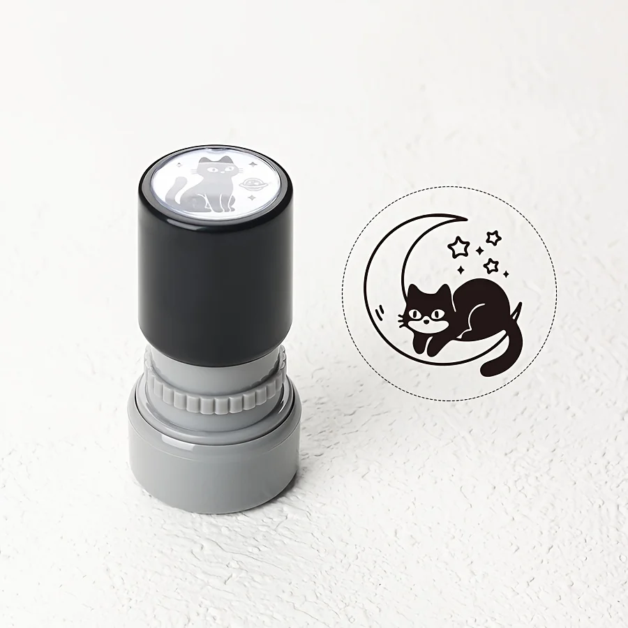 Cute Black Cat Themed Self-inking Stamps, Pre-inked Cartoon Kitten Stamps for Journaling, Scrapbooking, DIY Projects Gifts