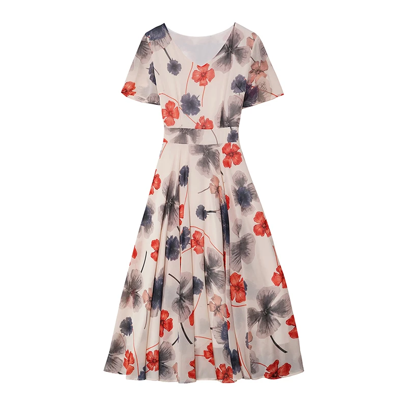 Sukienka letnia w kwiaty z szyfonu w stylu boho na plażę, damska, obcisła, vintage, luksusowa, długa sukienka na imprezę, elegancka, codzienna, szykowna, na studniówkę, midi, vestido, 2025