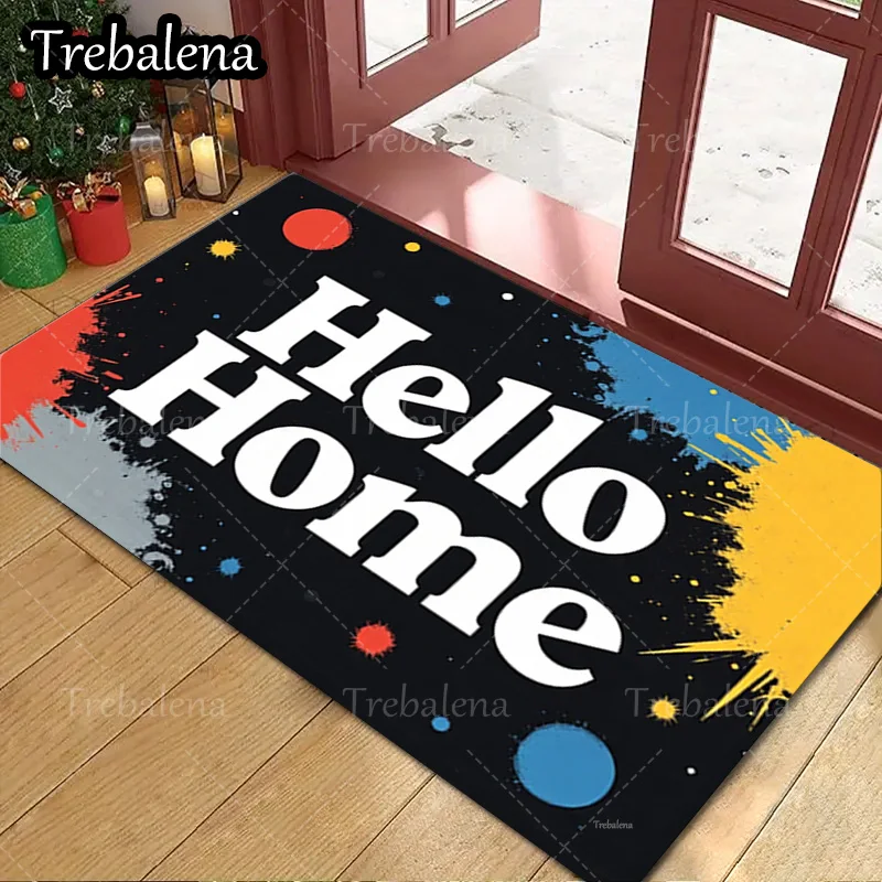 

1pc Welcome Door Mat Colorful Hello Home Welcome Mat for Entryway Decor