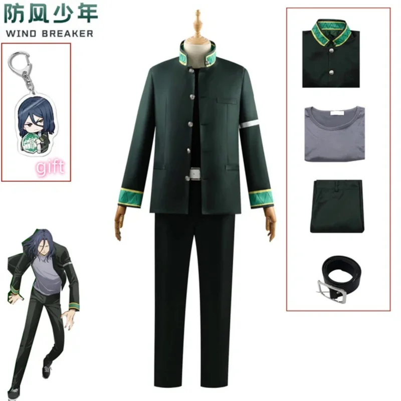 Haruka sakura cosplay masculino fantasia peruca anime vento cosplay disjuntor roupas casaco calças meninos masculino ternos de carnaval de halloween