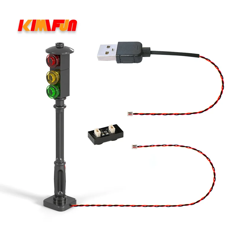 Bloques de construcción LED para niños, luz de señal de tráfico callejero, Serie de ciudad, juego de bloques, modelo educativo, regalos