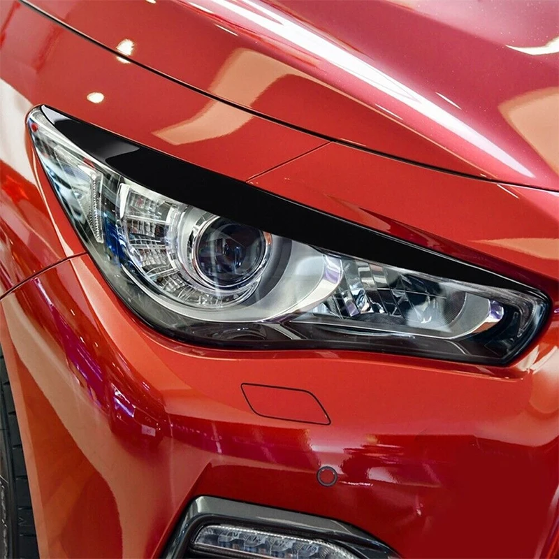 Headlight Eyelid Headlamp Eyebrow Sticker Strip Trim Cover For Infiniti Q50 2014 2015 2016 2017 2018 2019 2020-2022 1 Pair