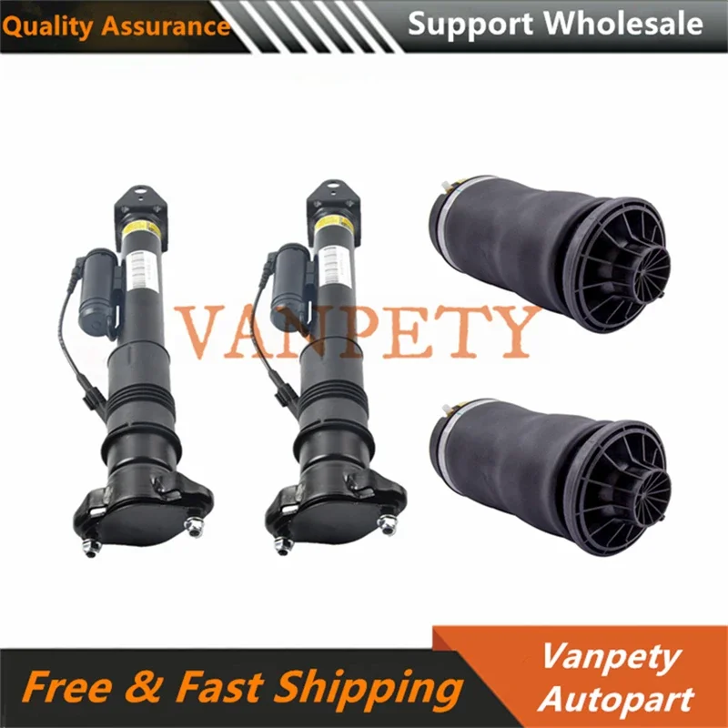 2pcs Rear Air Suspension Shock with ADS+2pcs Air Spring Bag for Mercedes Benz GL ML Class X164 W164 A1643202031 A1643200725 New