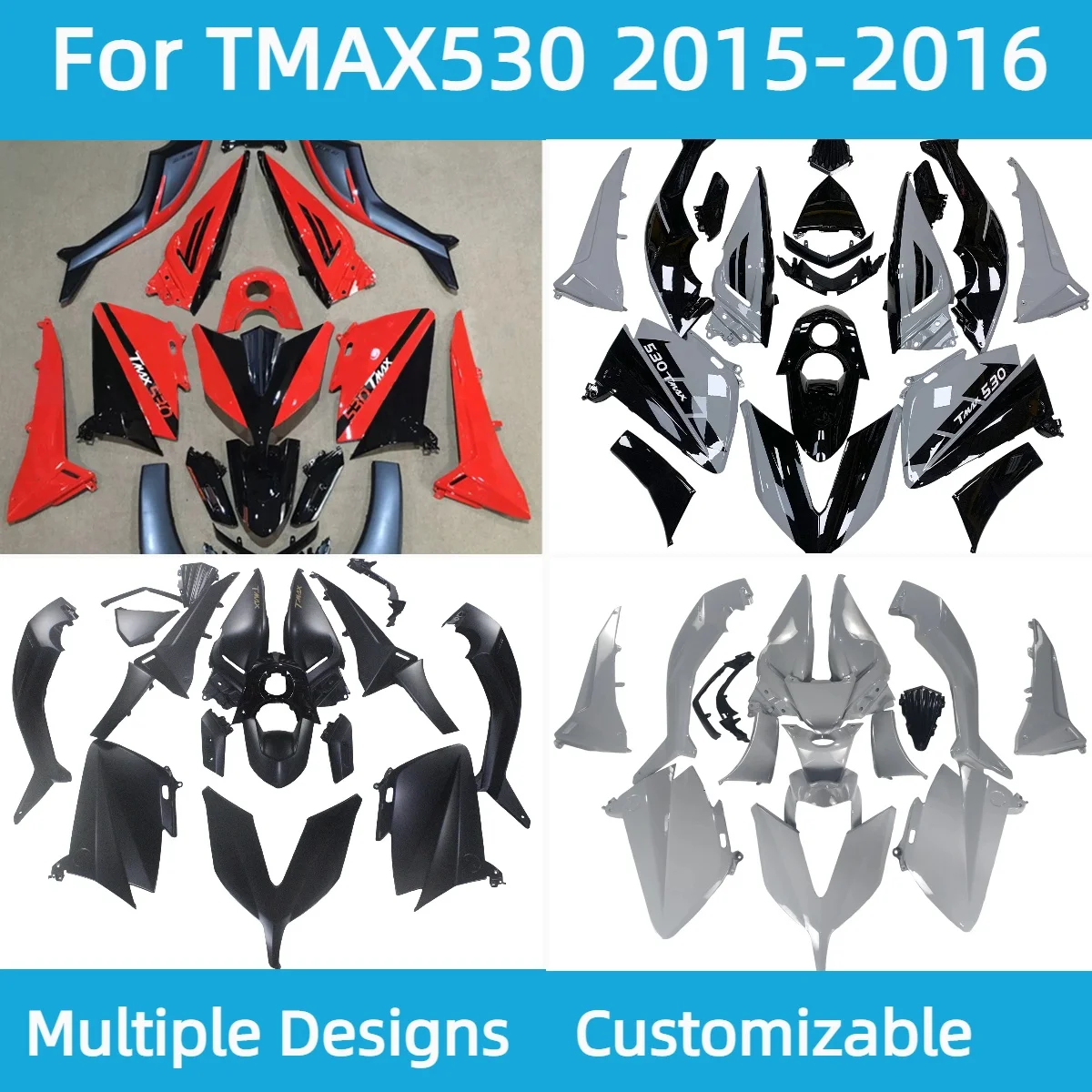 

Комплект обтекателей из АБС-пластика T-MAX 530 TMAX 530 2015 2016, обтекатели для инъекций мотоцикла, полный комплект кузова для YAMAHA TMAX 530 15 16