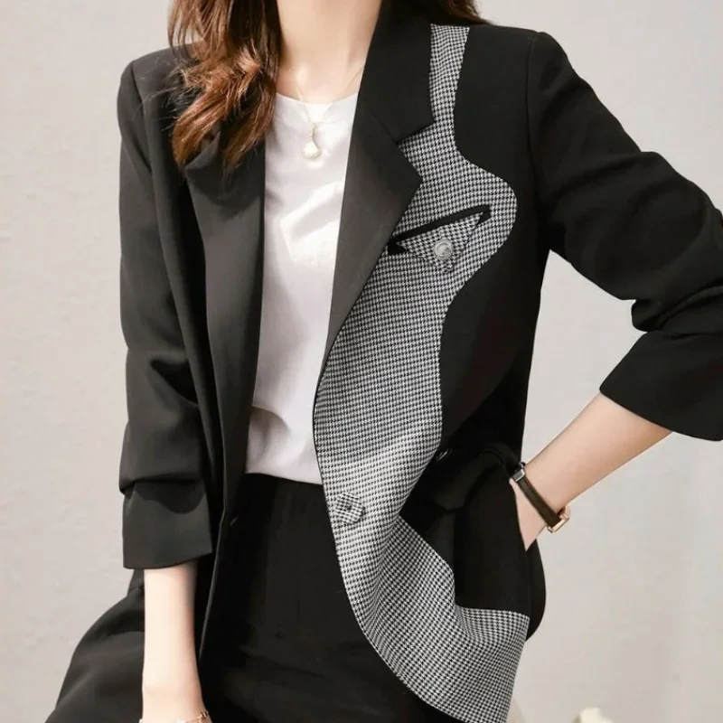 Veste longue noire pour femme, vêtements de luxe, blazer tendance, tenue décontractée, manteau d\'hiver, dernière mode, automne, 2024