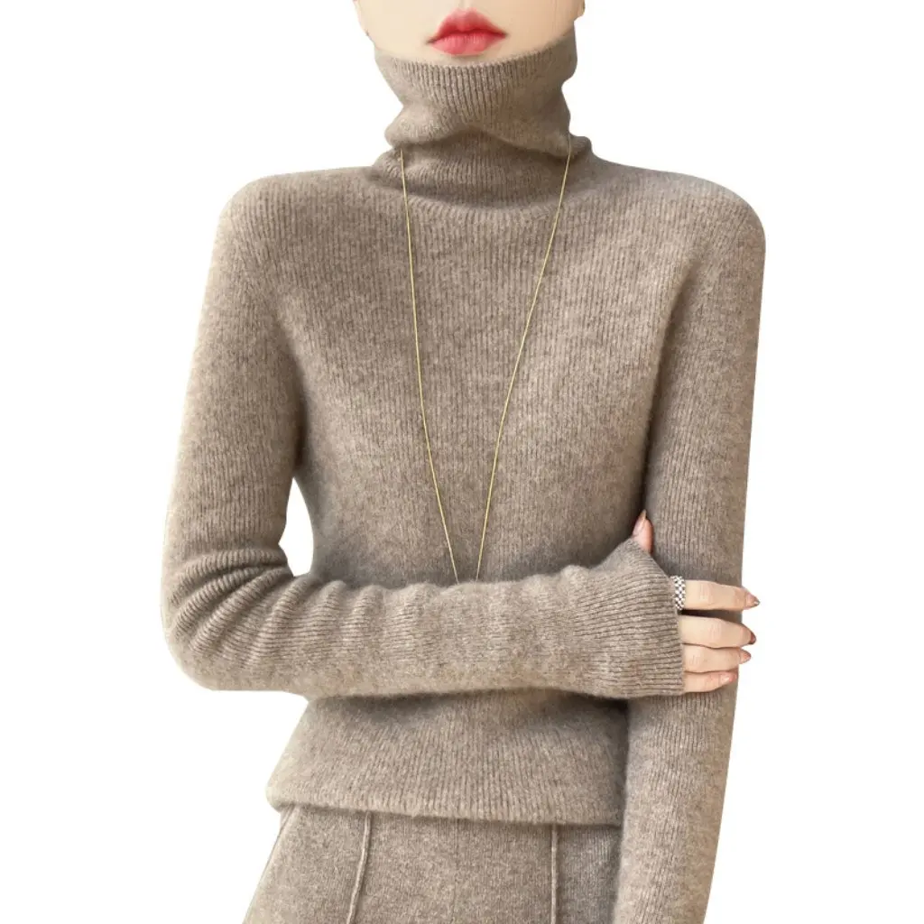 

Women's Wool Blended Turtleneck Knitted Sweater Slim Fit Warm Bottoming Layer for Autumn Winter First-Line Ready-To-Wear