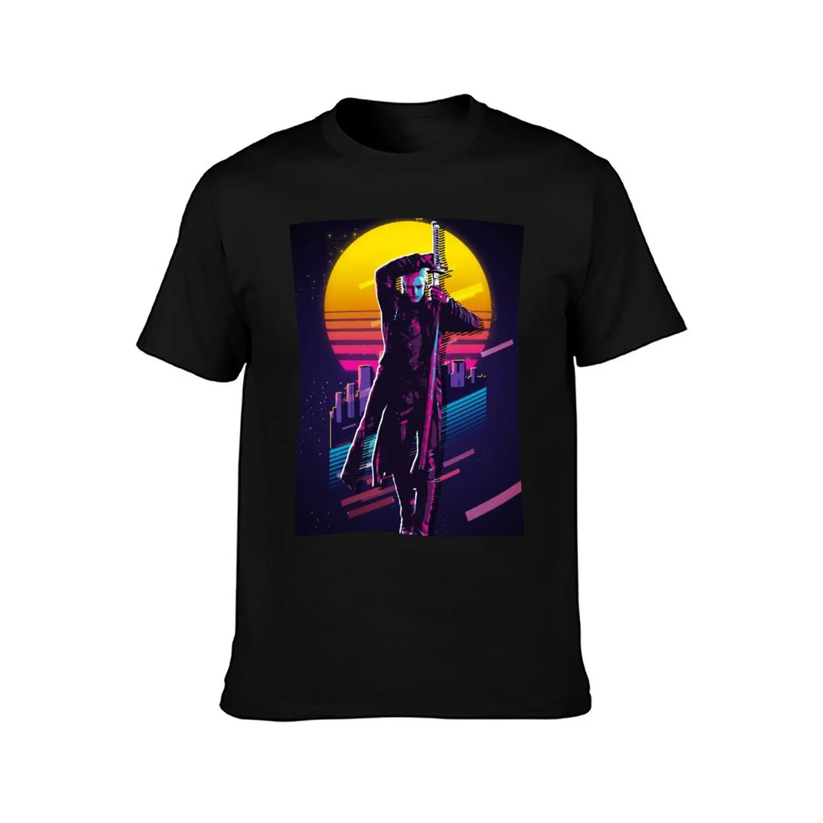 Devil May Cry - Vergil (80s Retro) T-Shirt Summer Casual Cotton Tee Oversized Streetwear Tops Vintage Graphic Print