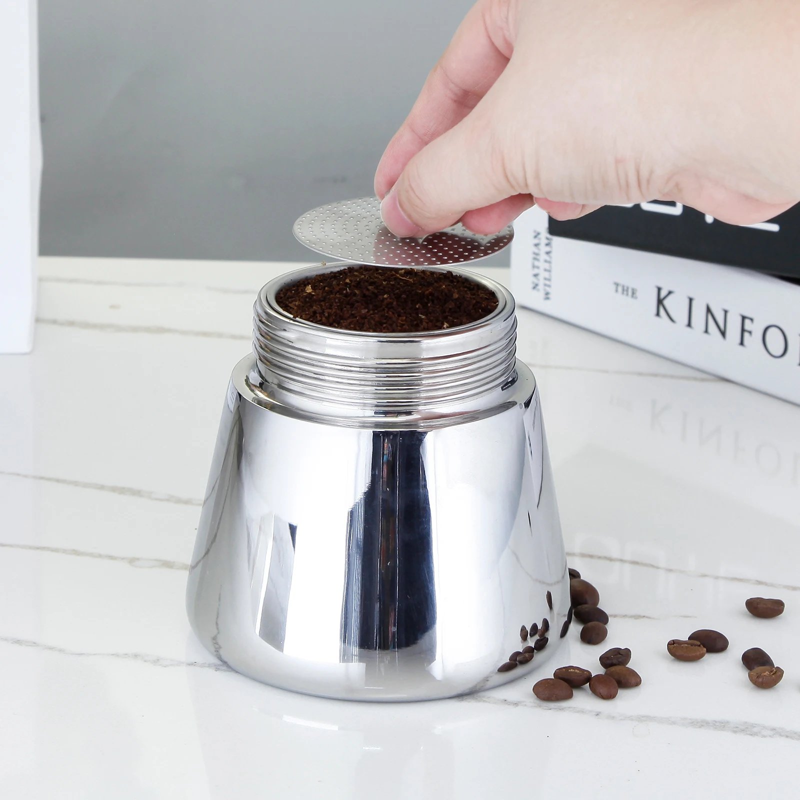 Easyworkz Stainless Steel Coffee Reducer, Espresso Maker Replacement, For Reducing Coffee Powder
