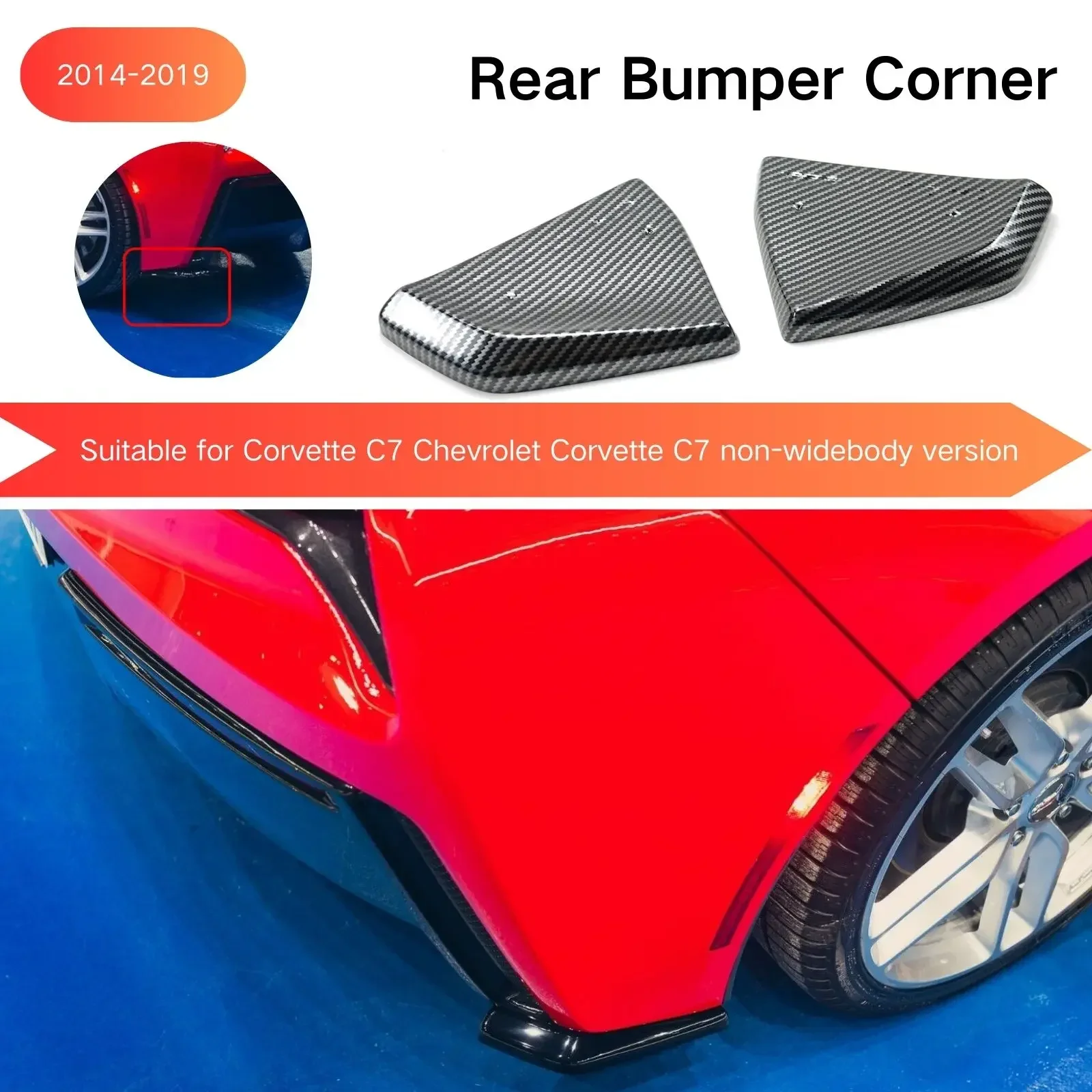 Rear Bumper Corner For Chevrolet Corvette C7 Non-Widebody Version 2014-2019 Glossy Black Car ABS Diffusers Spoiler Lip Splitter