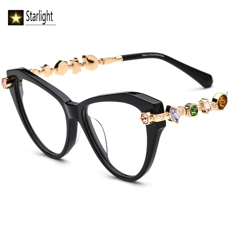 

Высокое качество, черная маленькая оправа для очков, женская оправа из ацетата драгоценного камня, модная оправа для очков, женская женская оправа для чтения по рецепту 138 мм