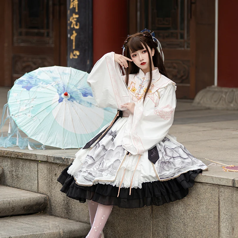 Original lolita Linghidden op long-sleeved Chinese style Han elements Lolita dress