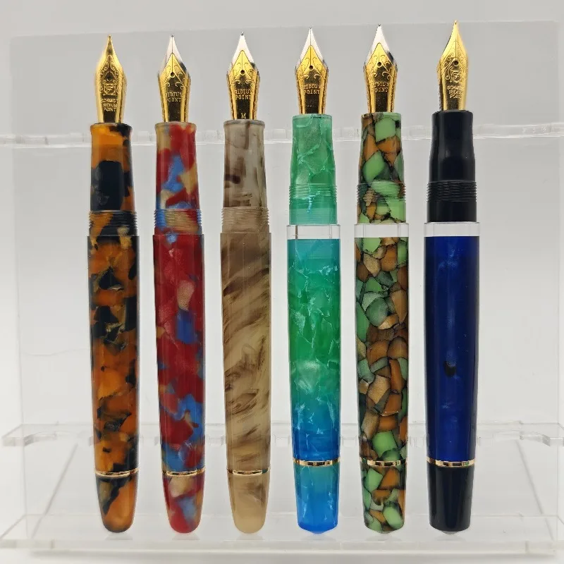 New Model ADMOK M757 Fountain Pen Schmidt Gold EF F M B No.6 Nib Piston Gift Ink Pen Kawaii Broken Green Resin Writing Pens