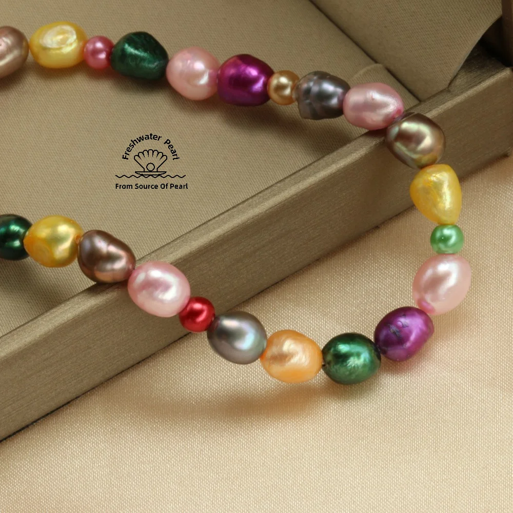 Multicolor Freshwater Pearl Bracelet Stylish Summer Accessory Dopamine Gift for Her Beach Party Candy Tone Jewelry