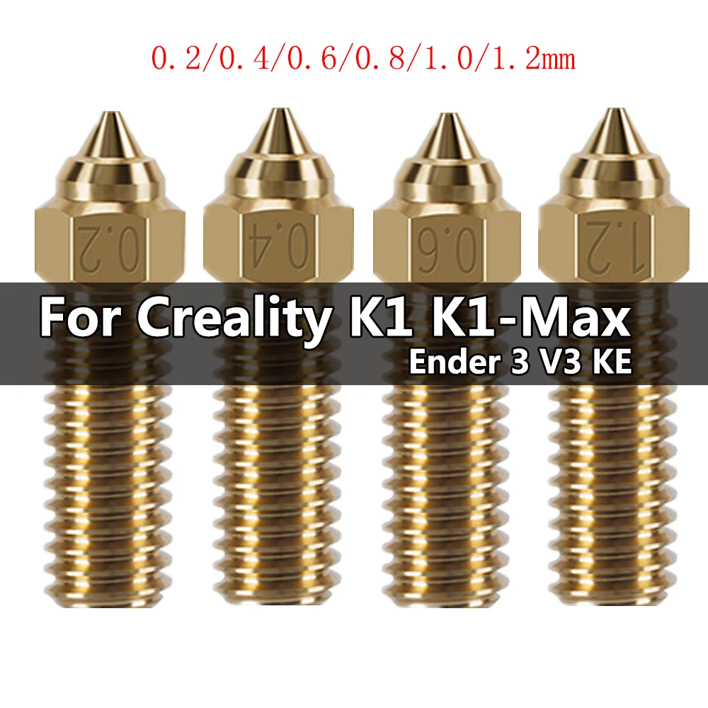 1.2/1.0/0.8/0.6/0.4/0.2mm Brass Nozzle for Creality Ender 3 V3 KE K1, K1 Max 3D Printer Accessories Nozzles for K1 Max Nozzle