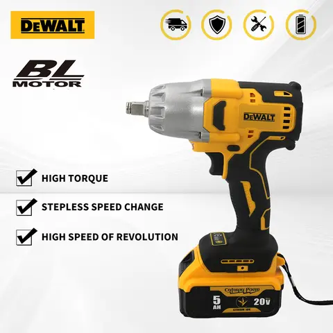 DEWALT 임팩트 렌치 20V 최대 1/2인치 700N. m 고토크 배터리 없음 분리형 자동차 타이어 브러시리스 무선 렌치 전동 공구