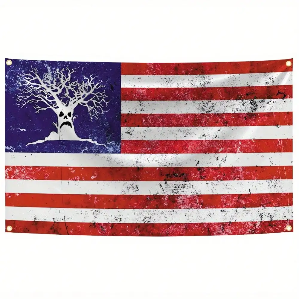 1pc Sematary Tapestry Wall Hanging - Harold The Tree & Music Art Suitable For Bedroom, Bar Decor - USA Flag - Fabric - Haunted