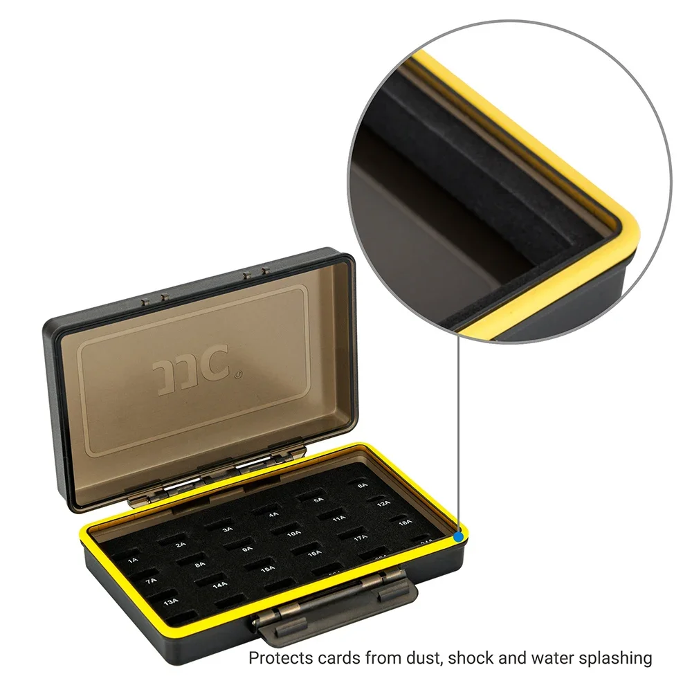 JJC 24-Slot Mini USB Flash Drive Case Mini U Disk Sotrage Holder Waterproof Box EVA Sponge Anti-drop Come with Label Sticker