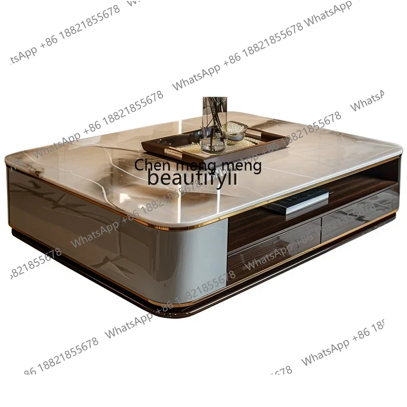 

X High-end marble coffee table new design living room table high-end light luxury style, large apartment coffee table household