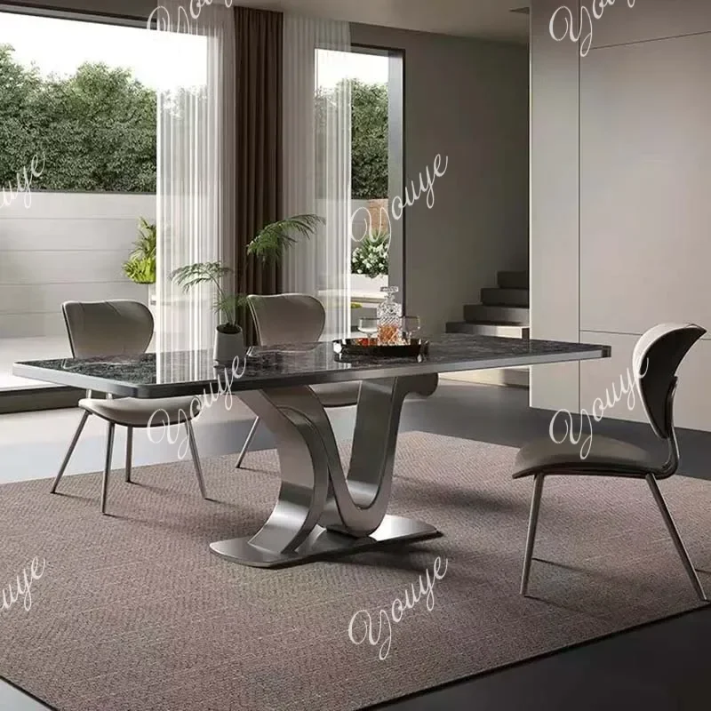 

Modern Living Room Table Rectangular Legs Metal Italian Space Saving Dining Table Luxury Design Mesa De Jantar Kitchen Furniture
