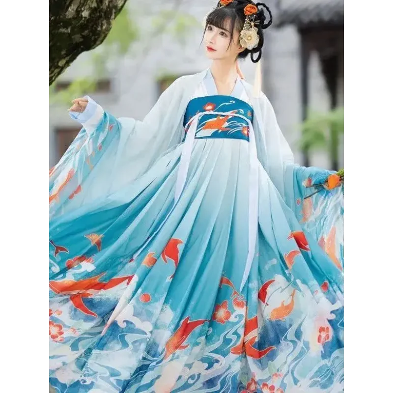 Hanfu Dress Women Ancient Chinese Traditional Embroidery Horse-face Skirt Female Fairy Cosplay Costume Summer Dress for Women