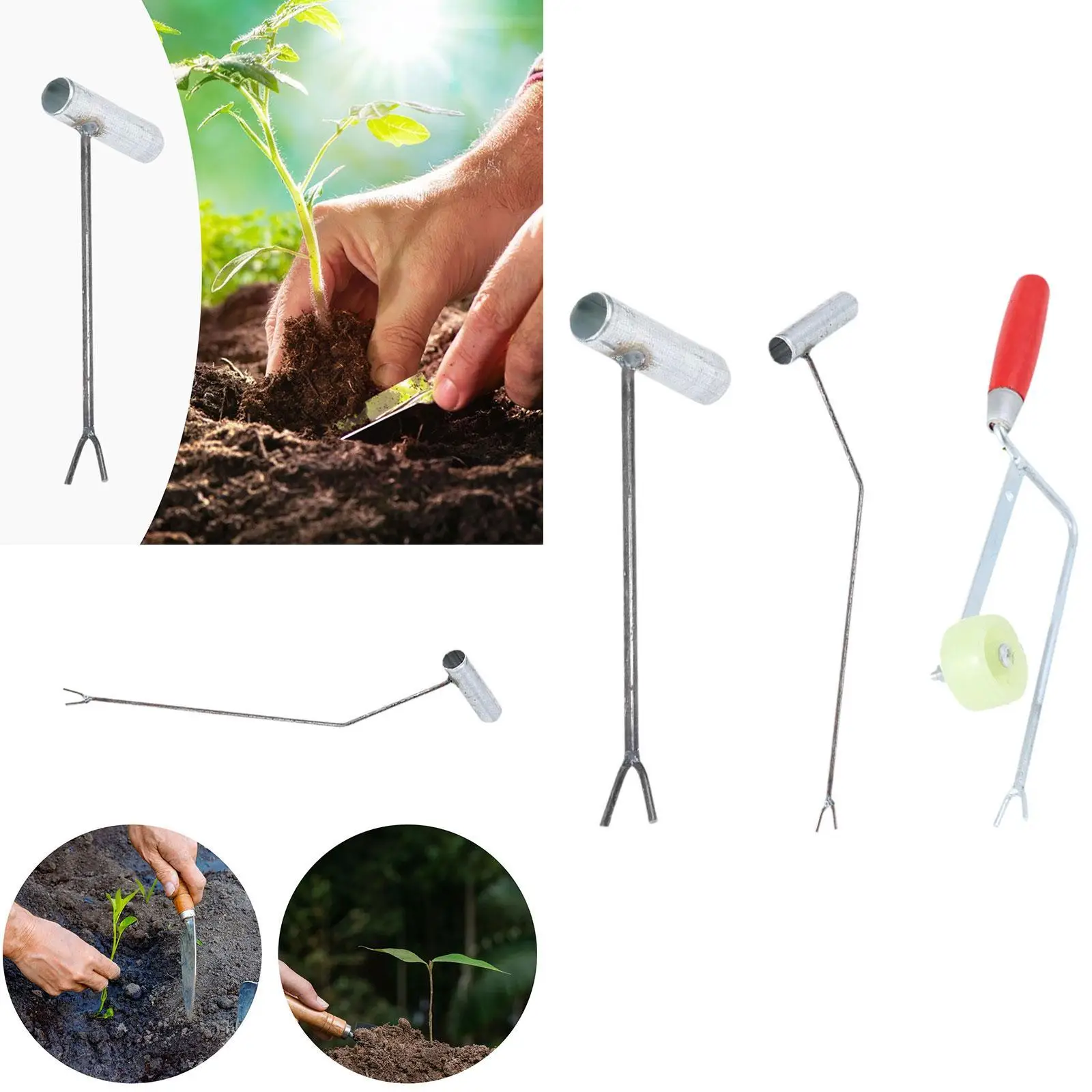 Seedling Transplanter Planting Tool Durability, Metal Professional Heavy Duty, Sturdy Practical Seedling Plugger Garden Tool