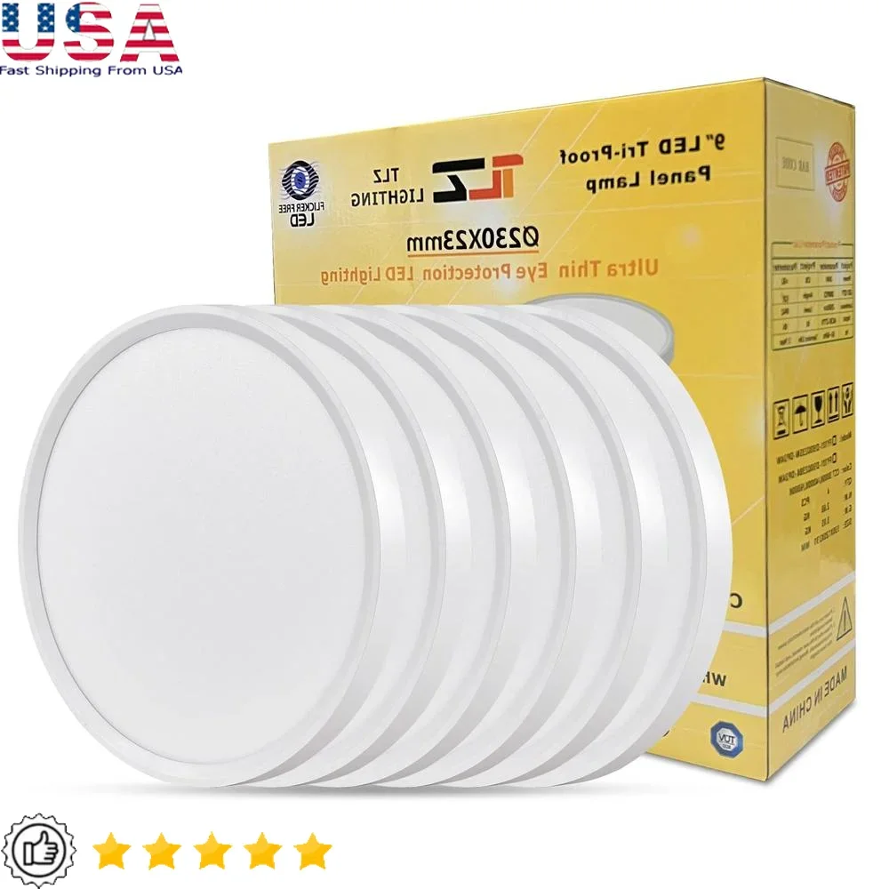 

6PK LED Flush Mount Ceiling Light 9 Inch 18W 1860LM CCT Selectable 3000K 4000K 6000K Super Slim Ultra Thin Design Energy Saving