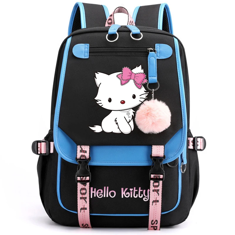 Anime Hello Kitty Backpack for Teenager Student Usb Laptop Travel Backpack Women Kawayi Rucksack Kid Canvas Schoolbag Mochilas